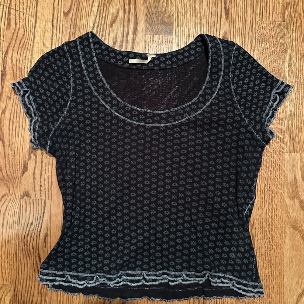 Free People Floral Mesh Top